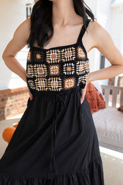 Midnight Crochet Patterned Dress