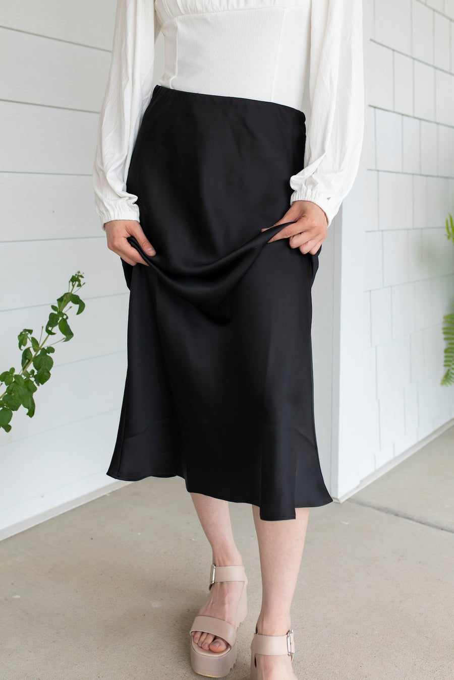 Midnight Silk Midi Skirt