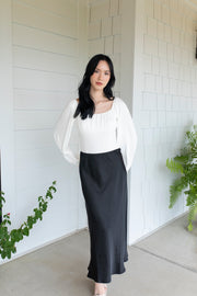 Midnight Silk Midi Skirt