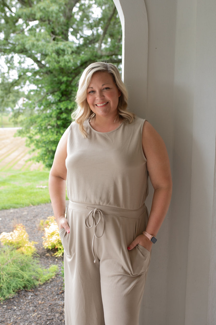 Mocha Comfort Drawstring Jumpsuit