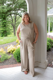 Mocha Comfort Drawstring Jumpsuit