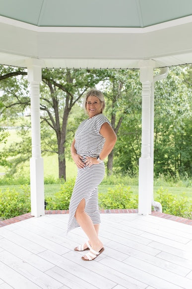 Monochrome Magic Stripe Skirt and Top Set