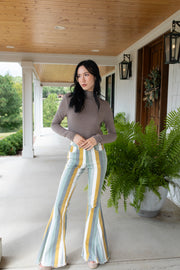 Multi Striped Flare Jeans