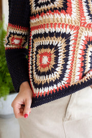 Nautical Charm Crochet Knit Sweater