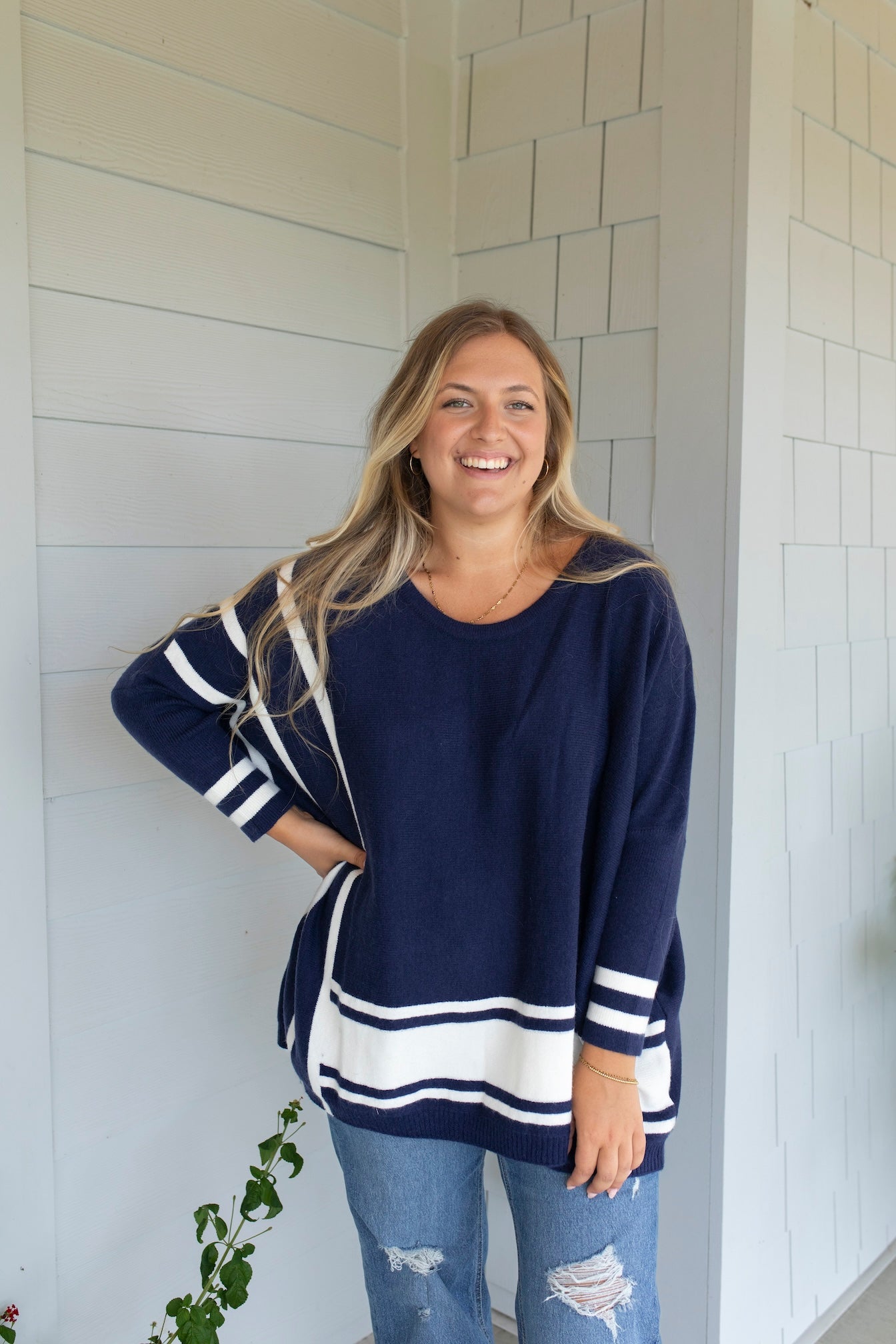 Nautical Navy Oversized Sweater