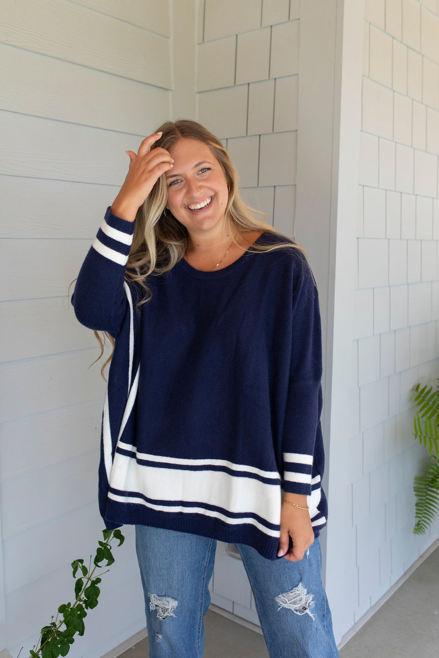 Nautical Navy Oversized Sweater