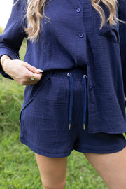 Navy Breeze Two-Piece Shorts Set