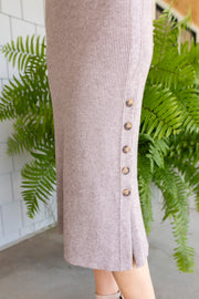 Oat Knit Skirt with Buttons