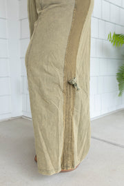 Olive Green Vintage V-Neck Jumpsuit