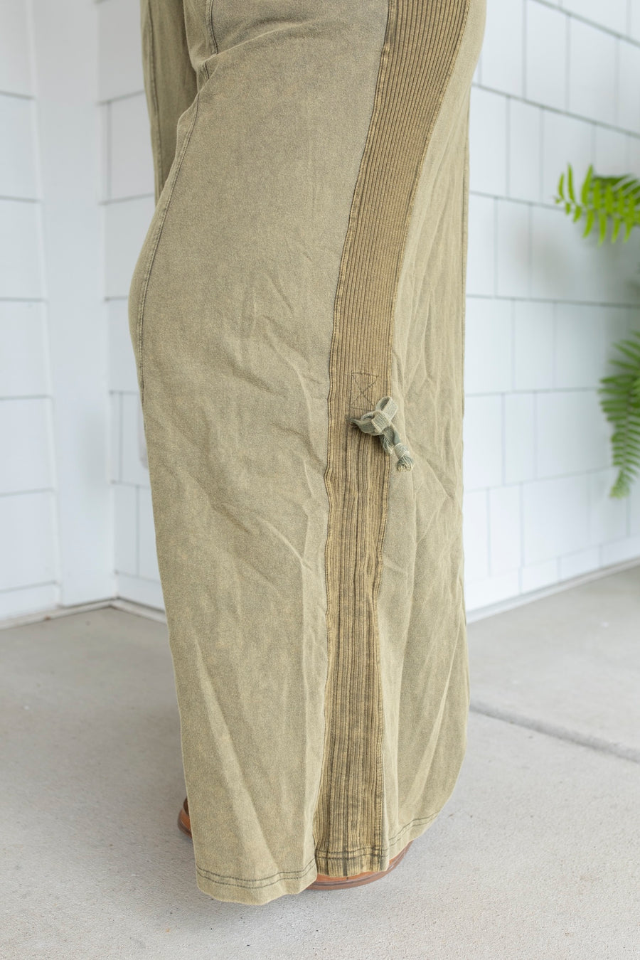 Olive Green Vintage V-Neck Jumpsuit