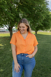 Orange Sunsets Collared Blouse