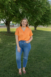 Orange Sunsets Collared Blouse