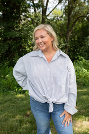 Oversized Pinstripe Buttoned Blouse