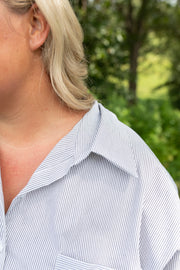 Oversized Pinstripe Buttoned Blouse