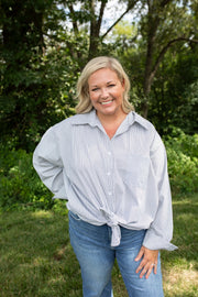 Oversized Pinstripe Buttoned Blouse