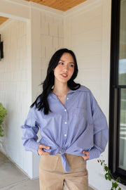 Oversized Pinstripe Buttoned Blouse