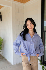 Oversized Pinstripe Buttoned Blouse