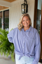 Oversized Pinstripe Buttoned Blouse