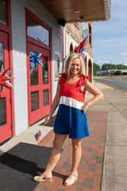 Patriotic Bow Ties Sleeveless Romper