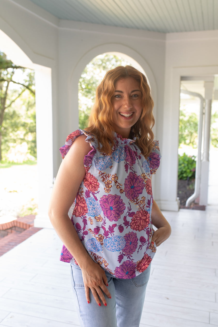 Periwinkle Poppy Floral Blouse