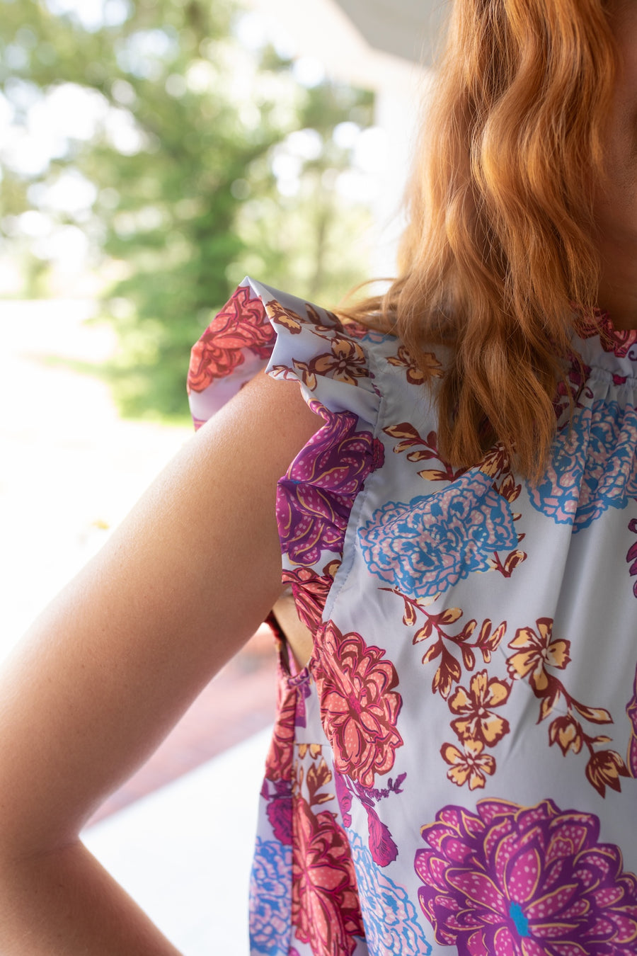 Periwinkle Poppy Floral Blouse