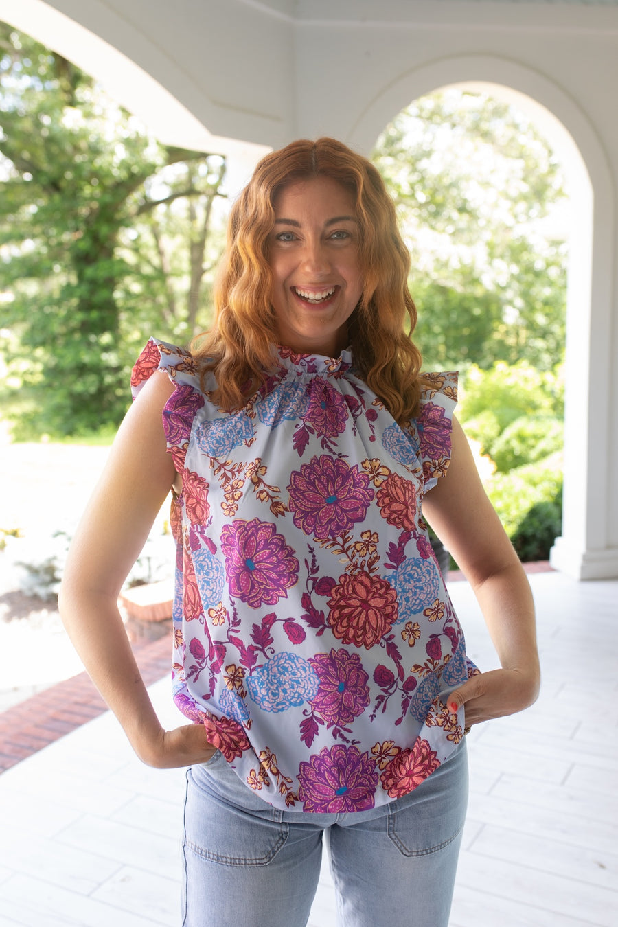 Periwinkle Poppy Floral Blouse