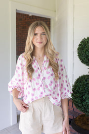 Pink Blossom Button Up Blouse