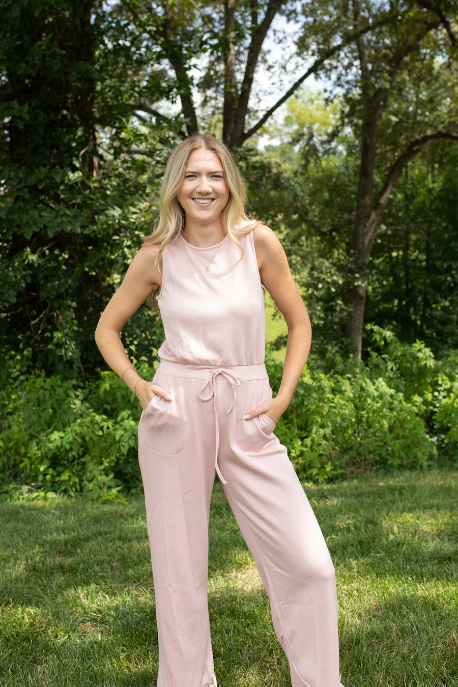 Pink Petal Sleeveless Jumpsuit