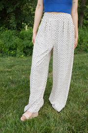 Pleated Dot Wide Leg Pants