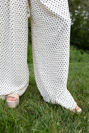 Pleated Dot Wide Leg Pants