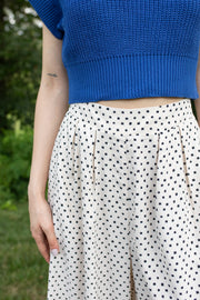 Pleated Dot Wide Leg Pants