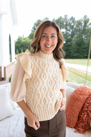 Polka Dot Sheer Sleeve Sweater