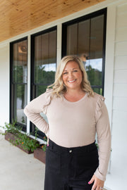 Ruffled and Ribbed Fitted Top