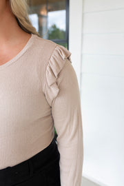 Ruffled and Ribbed Fitted Top