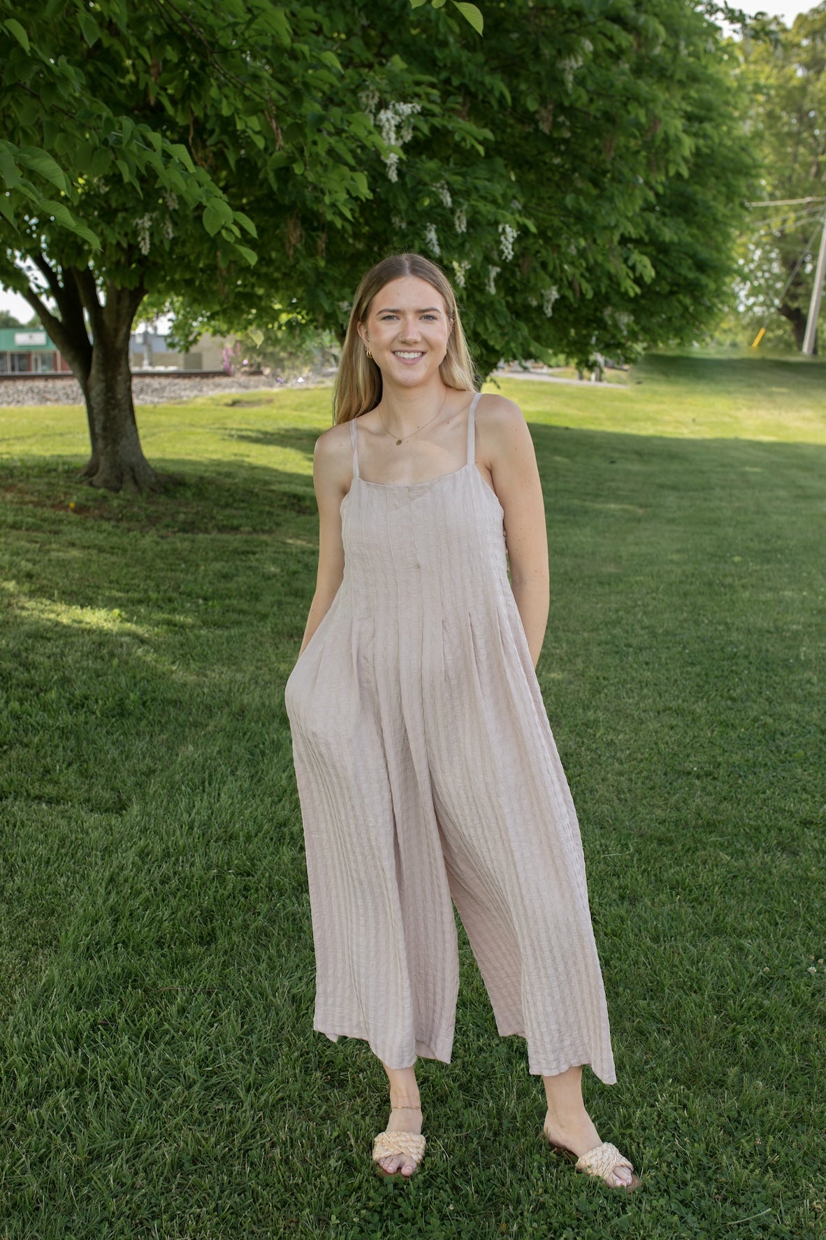 Sandy Shores Textured Sleeveless Jumpsuit