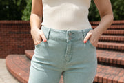 Seafoam Sage High Waisted Jeans