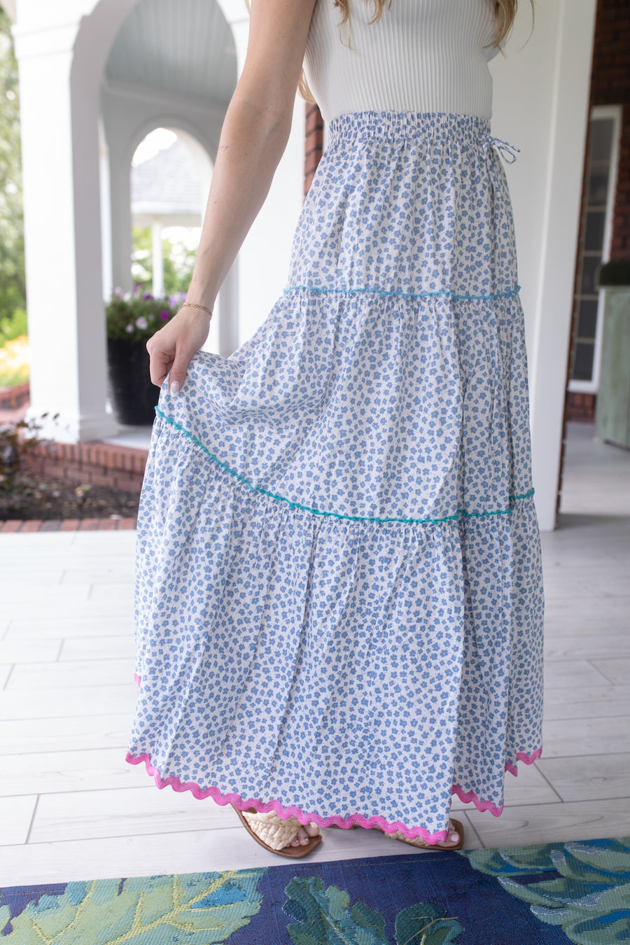 Seaside and Stripes Tiered Maxi Skirt
