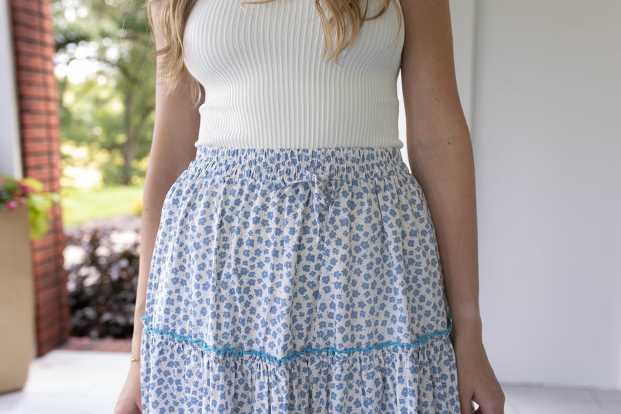 Seaside and Stripes Tiered Maxi Skirt