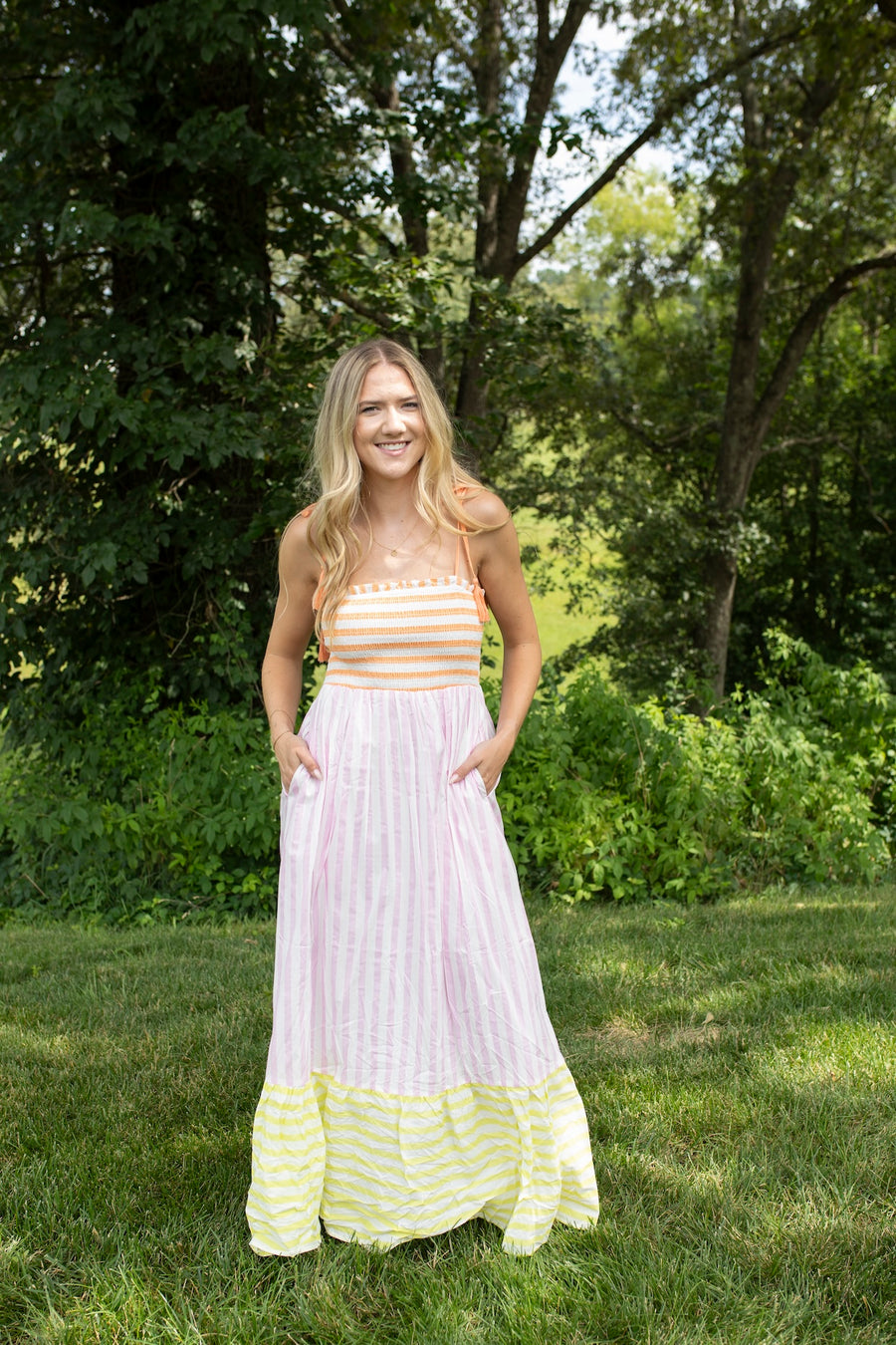 Sherbet Maxi Dress with Tassel Ties