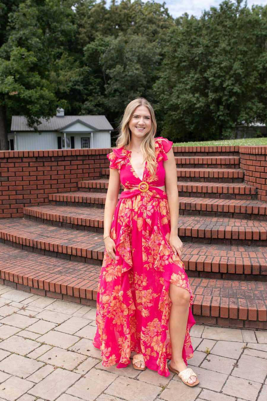 Somewhere on a Beach Deep V-Neck Dress