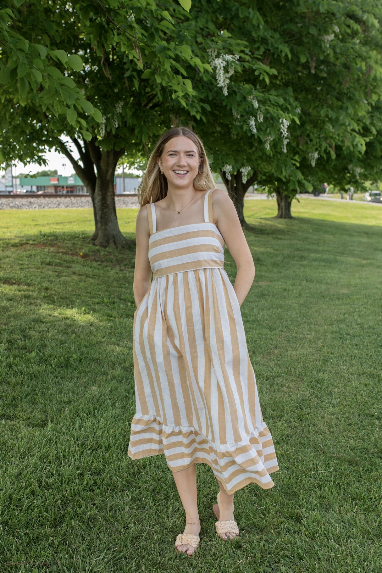 Striped Serenity Midi Dress