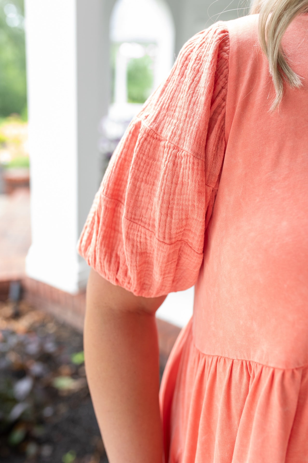 Tangerine Puff Sleeve Dress (plus)