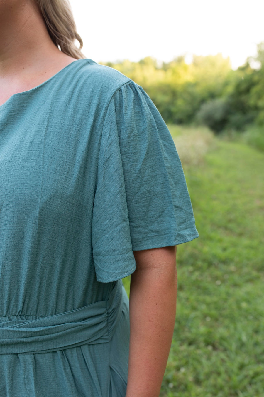 Teal Whisper Linen Romper