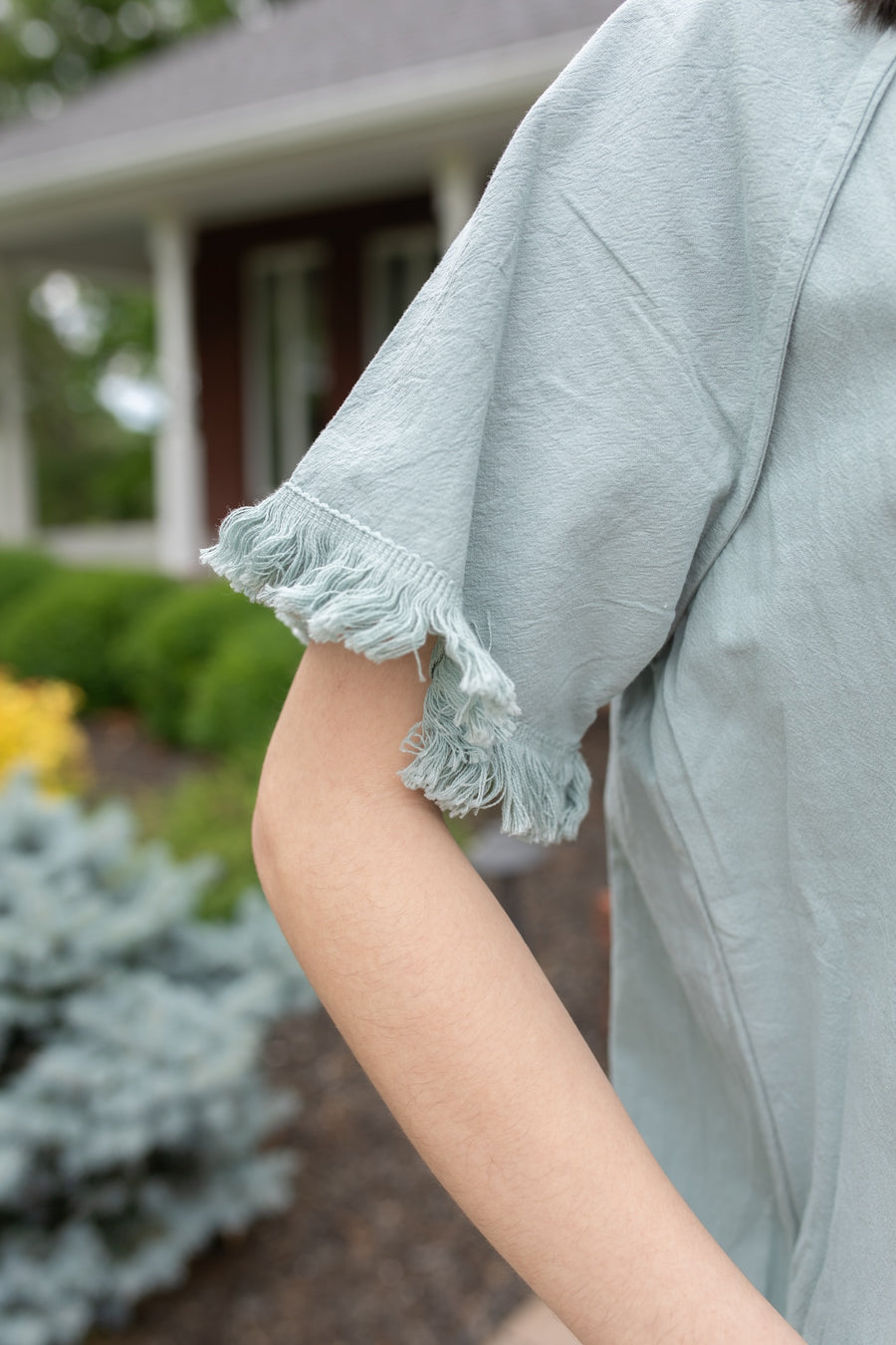 The Olivia Fringe Dress in Seafoam