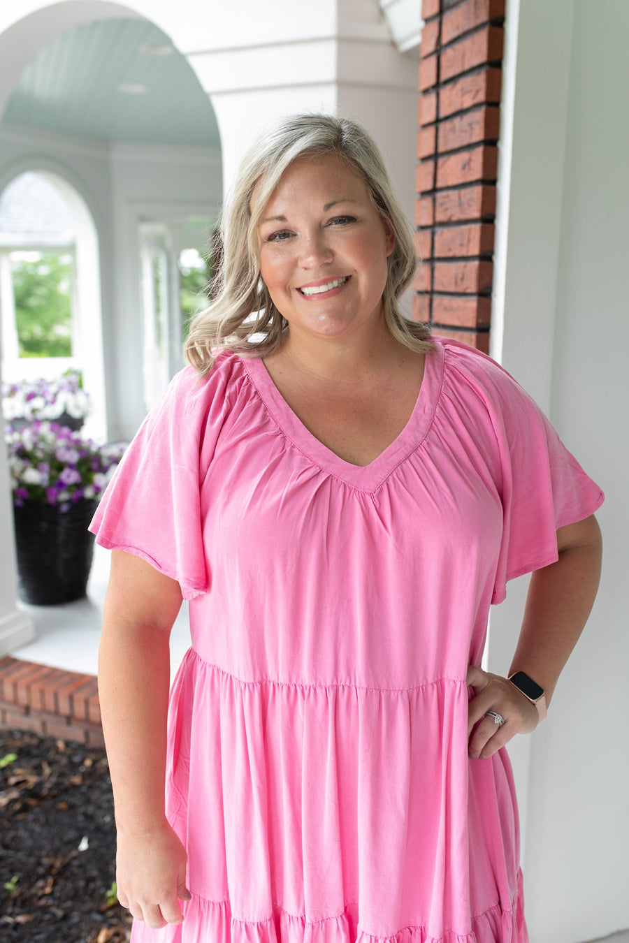 Tiered Tensel V-Neck Dress