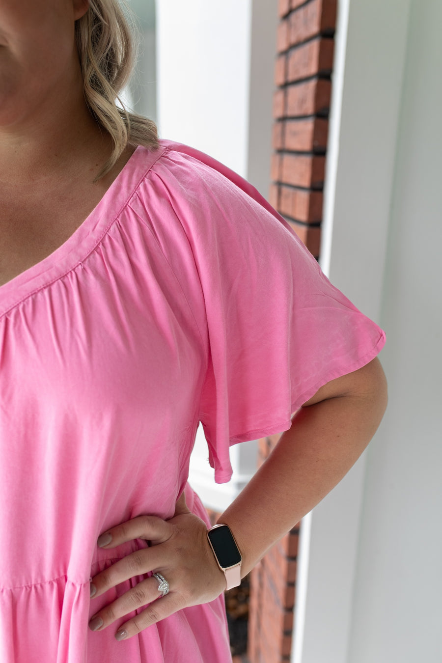 Tiered Tensel V-Neck Dress