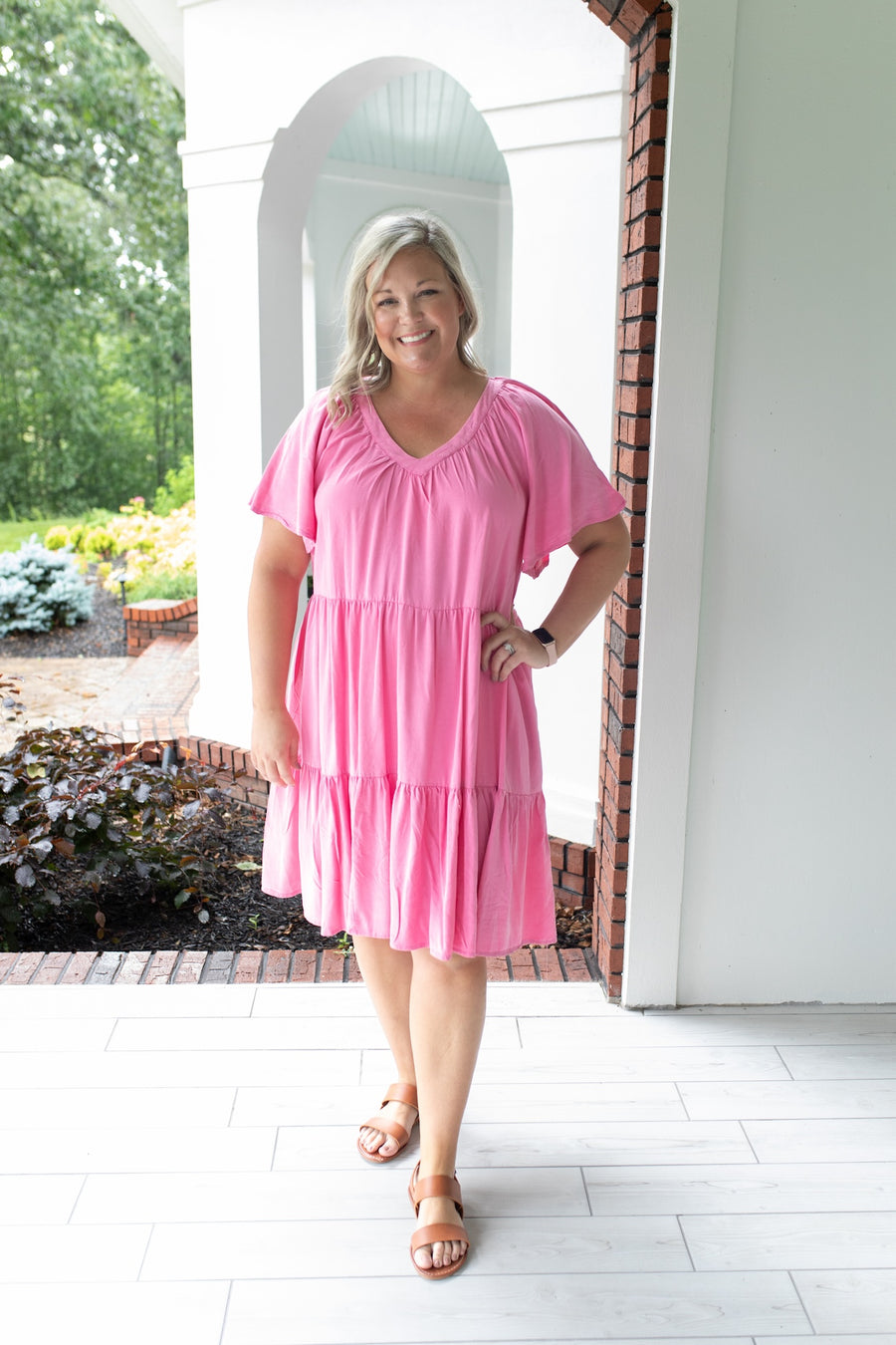 Tiered Tensel V-Neck Dress