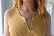 Timeless Ribbed Sweater Tank in Deep Gold