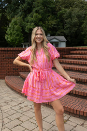 Two-Tone Bow Flutter Dress