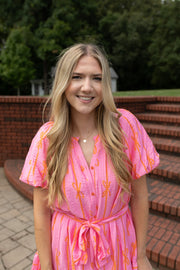 Two-Tone Bow Flutter Dress